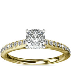 Riviera Cathedral Pavé Diamond Engagement Ring in 18k Yellow Gold (1/4 ct. tw.)